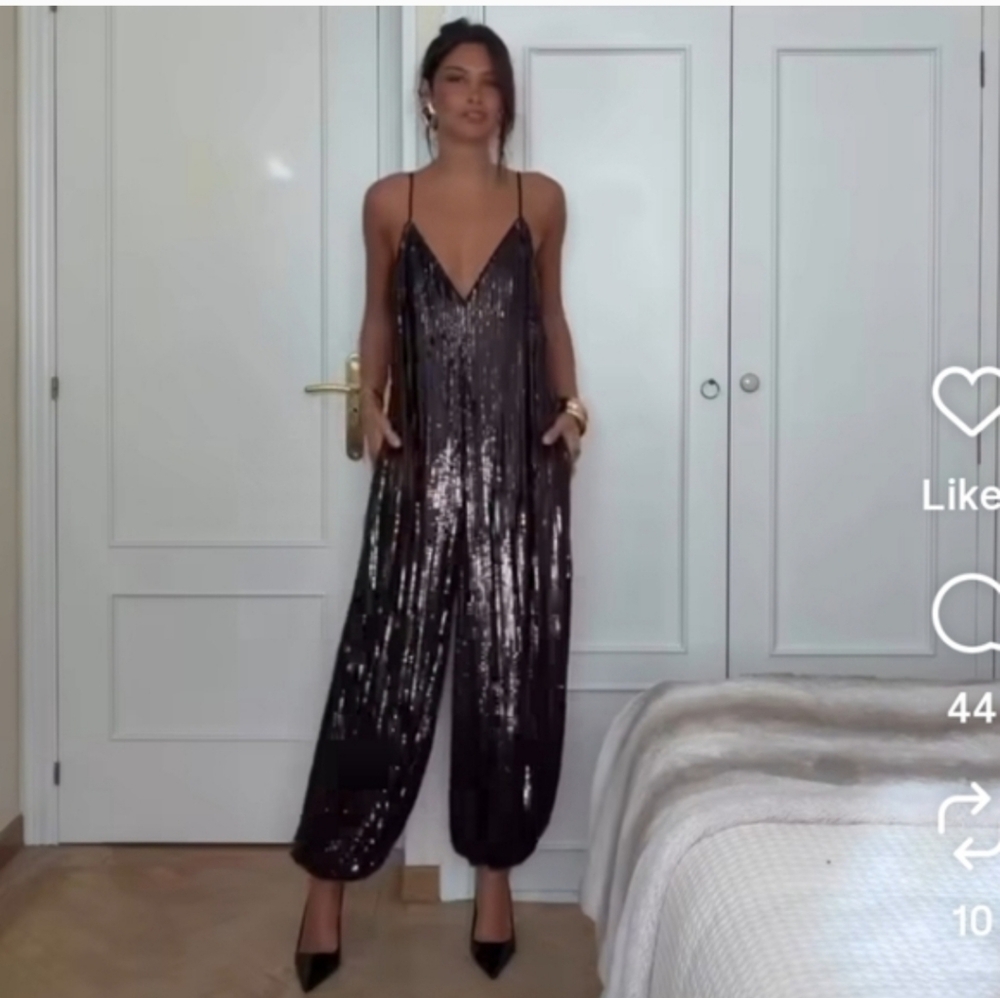Zara LIMITED EDITION SEQUIN BALLOON JUMPSUIT Size S and L - Picture 6 of 13